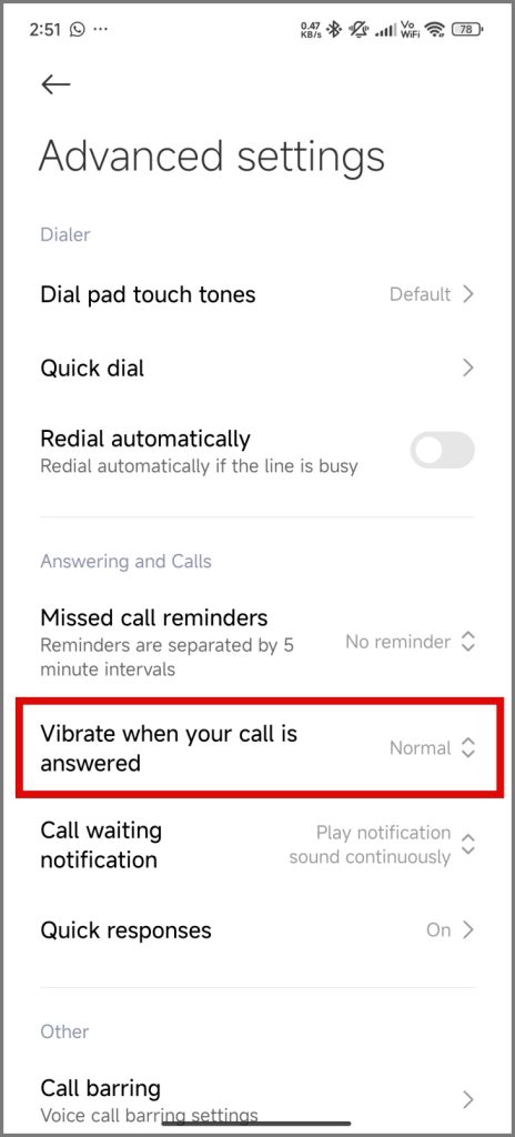 Vibrar cuando su llamada se responde en Redmi y Poco