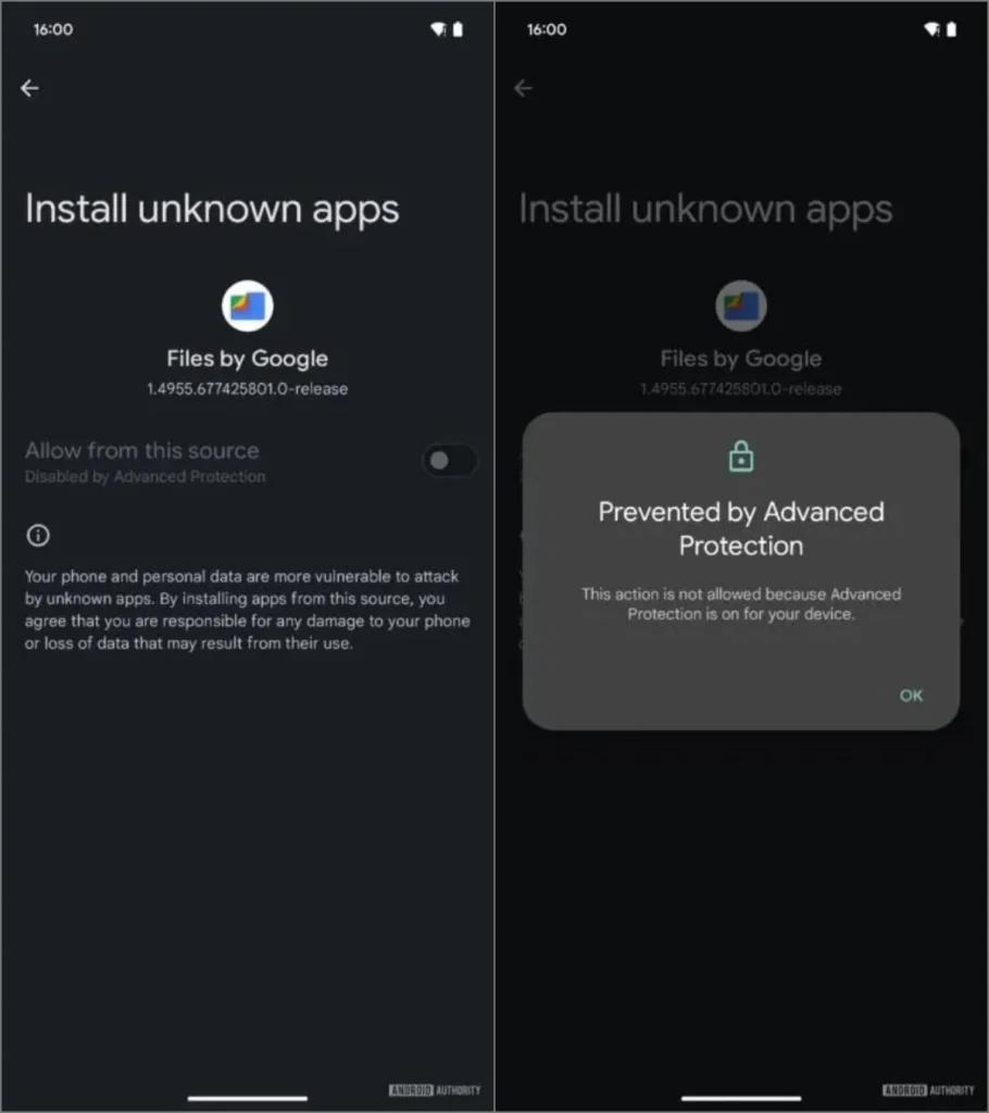 El modo de protección avanzada de Android 16 se espera en una interfaz de usuario 8