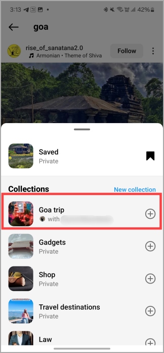 Guardar una publicación en una colección colaborativa en Instagram