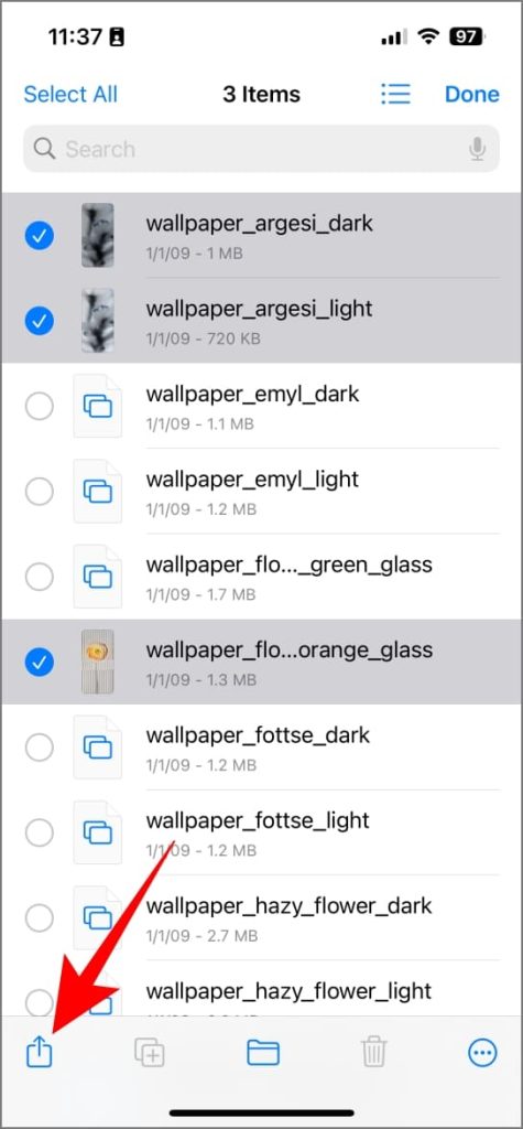 Viendo los archivos de Google Drive en la aplicación Files en iPhone