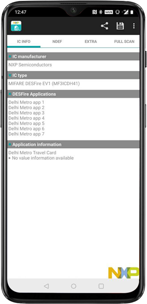 NFC TAGINFO por NXP