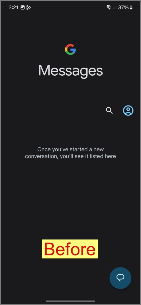 Mensaje de texto enviado restaurado en el teléfono Android (antes)