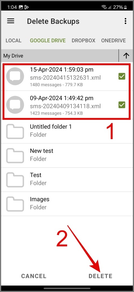 Elimine sus archivos de copia de seguridad de SMS