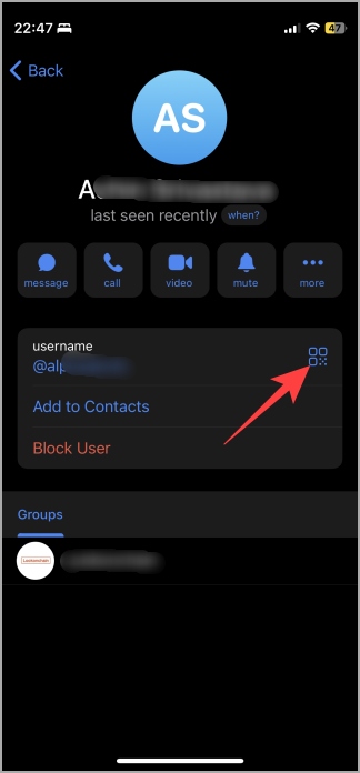 opción de código Telegram QR