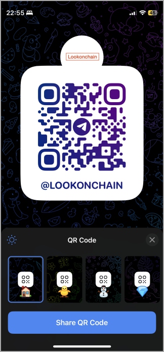 Compartir el código QR perfil de telegrama usando la hoja de compartir