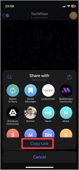 Copiar enlace al mensaje Telegram