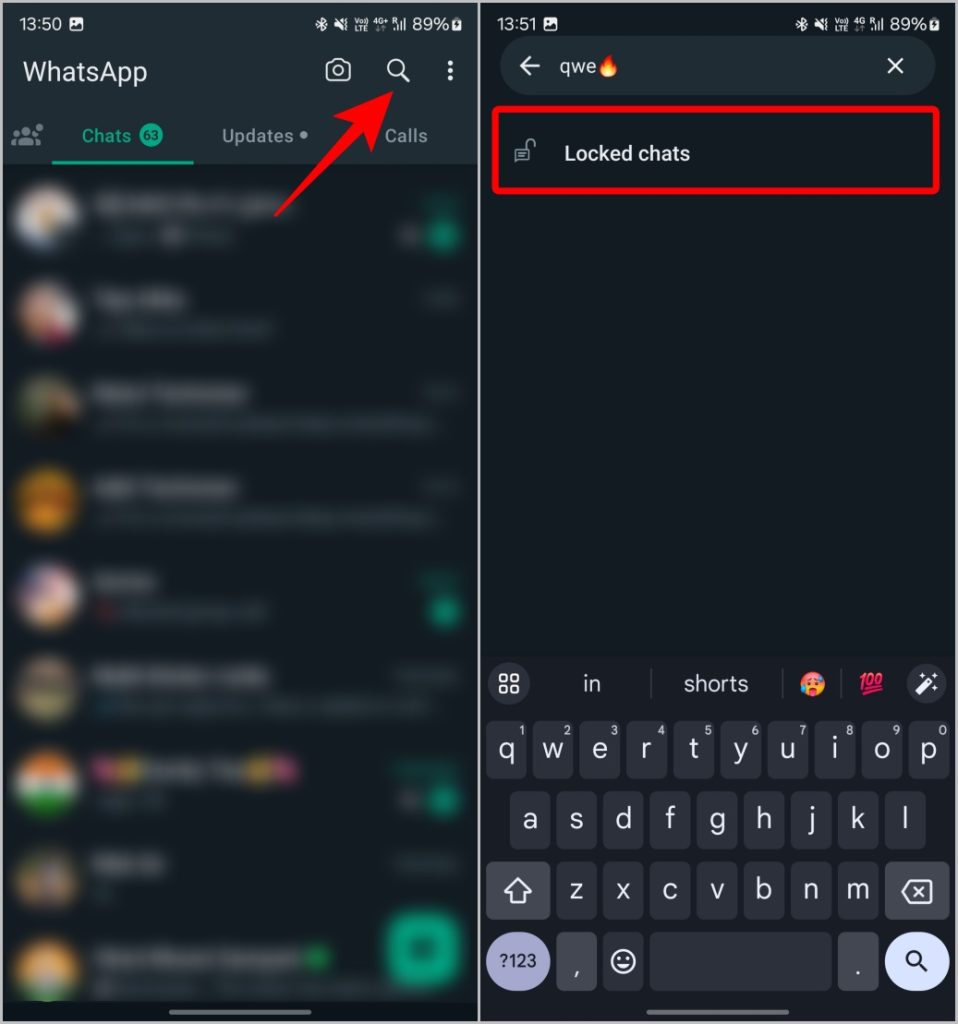 Abrir chats bloqueados ocultos en WhatsApp