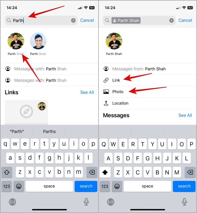 Buscar mensajes en iPhone usando filtros inteligentes