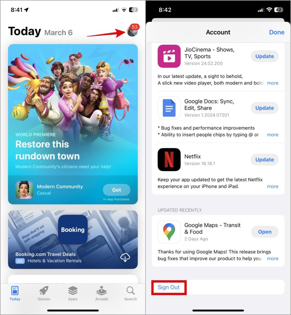 Firme en App Store en iPhone