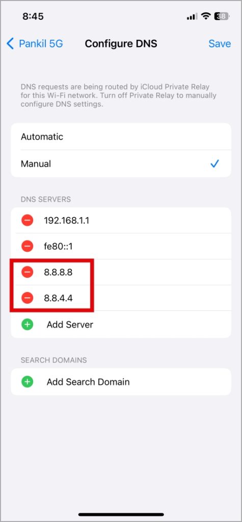 Configuración de DNS en iPhone