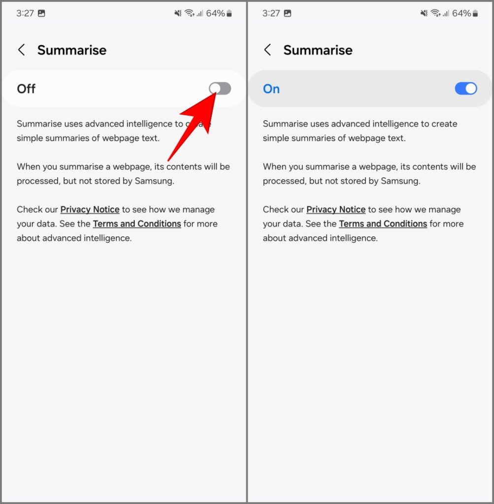 Navegación de asistencia resumir la función en Samsung Internet en Galaxy S24