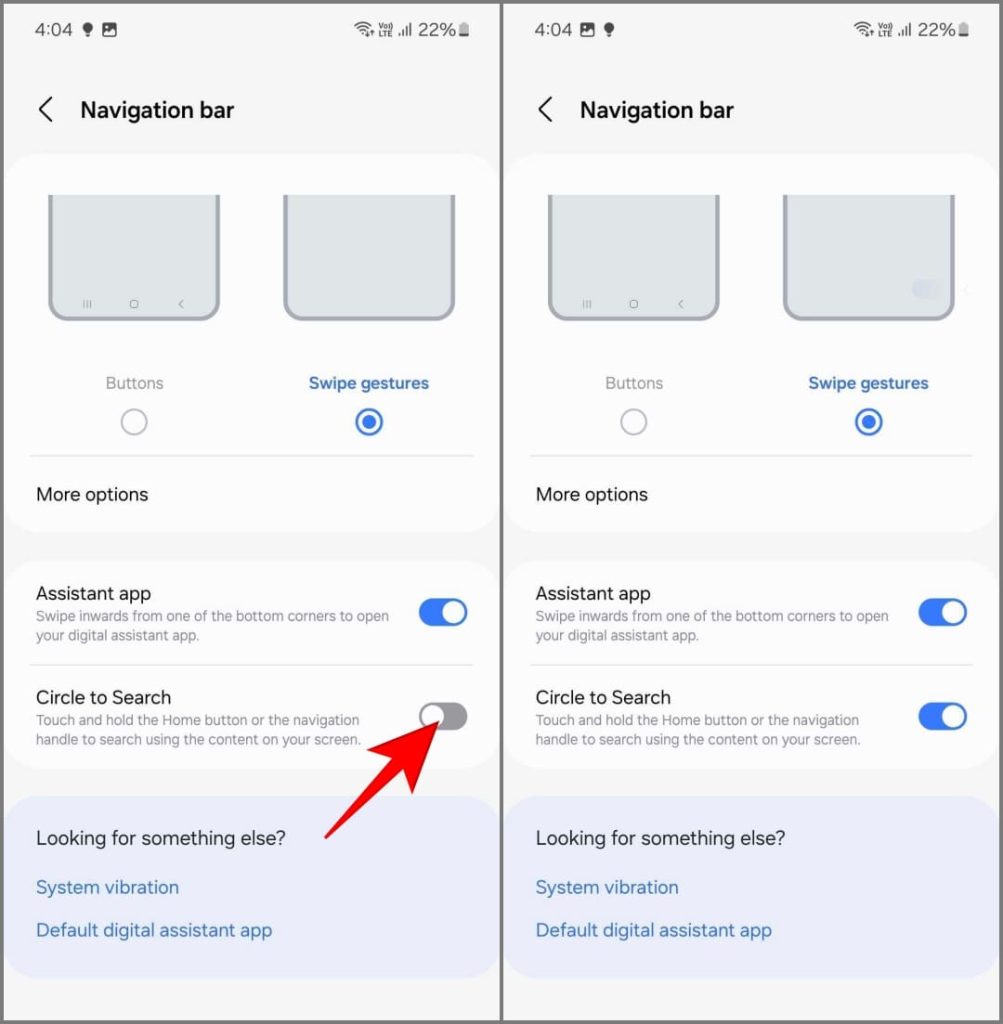 Círculo para buscar la función en la configuración de visualización en Samsung Galaxy S24