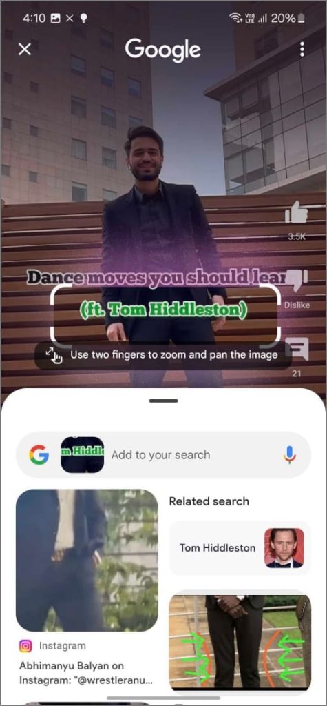 Resultados de la lente de Google para el objeto con círculo