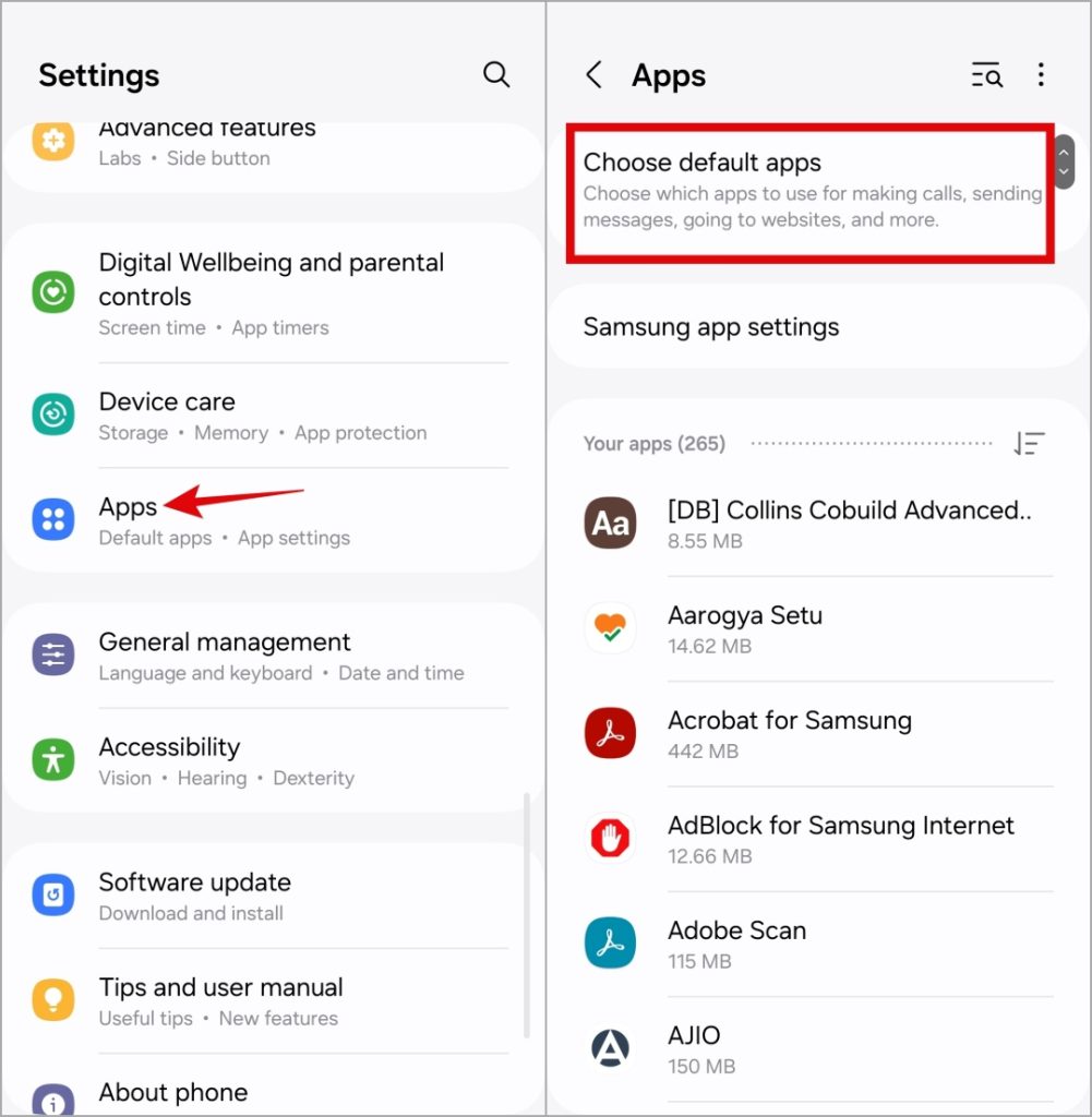 Configuración de la aplicación predeterminada en Android
