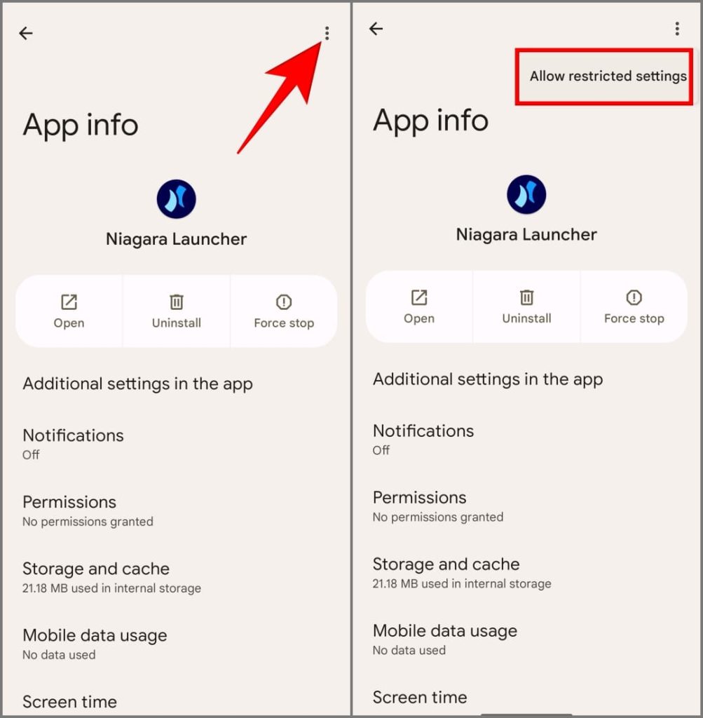 Permitir la opción de configuración restringida en Android 14