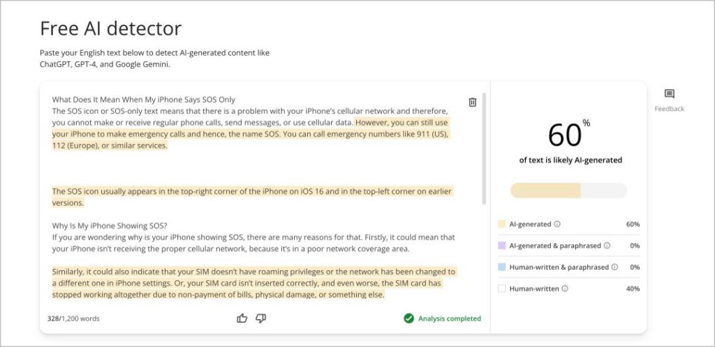 Detector de contenido de AI de quillbot