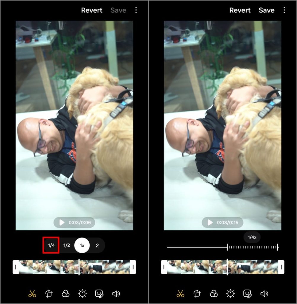 Edición de video instantáneo lento en la aplicación de la Galería Samsung en Galaxy S24 Plus