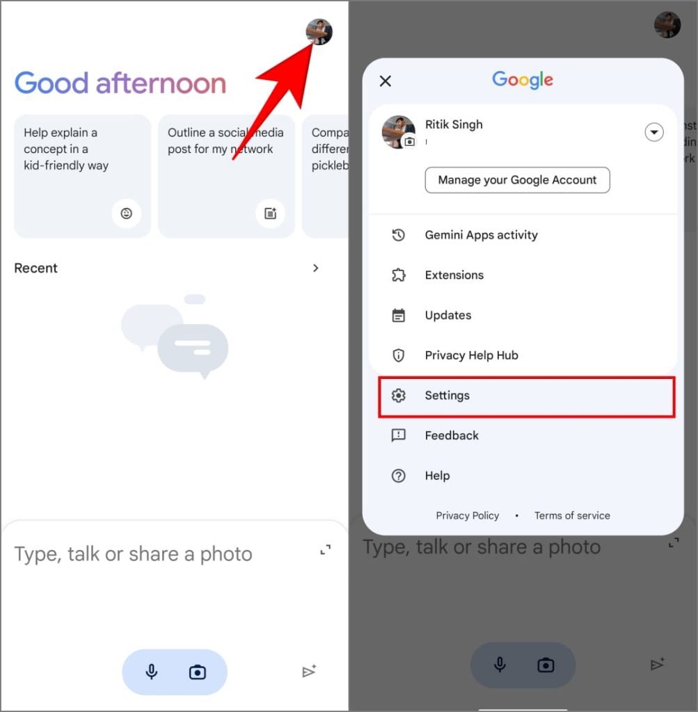 Configuración de la aplicación Gemini en Android