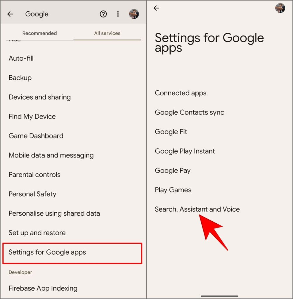 Configuración para aplicaciones de Google en la aplicación Configuración en Android
