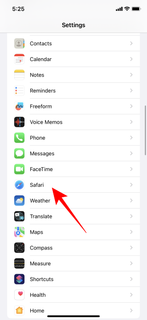 Ícono de safari en configuraciones en iOS