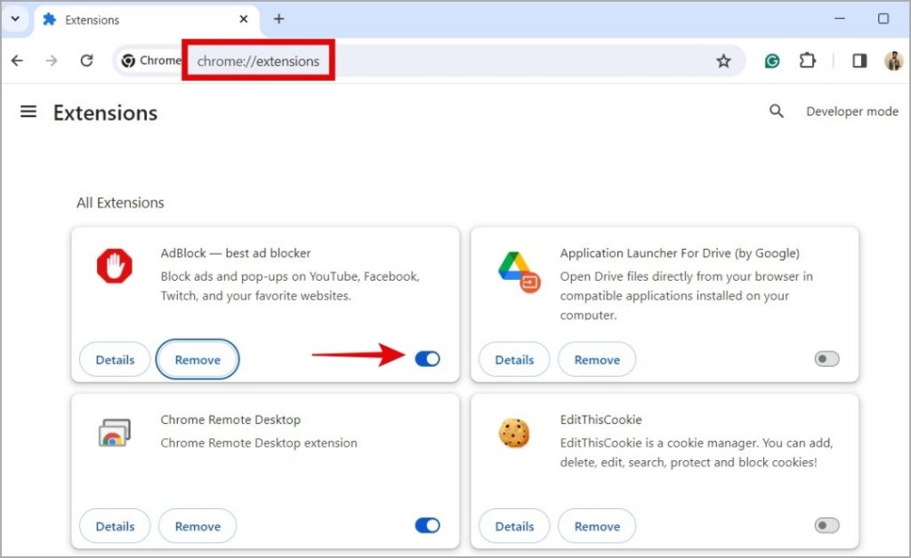 Deshabilitar Adblocker en Chrome