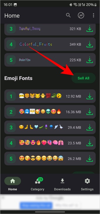 Fuentes de emoji en Android