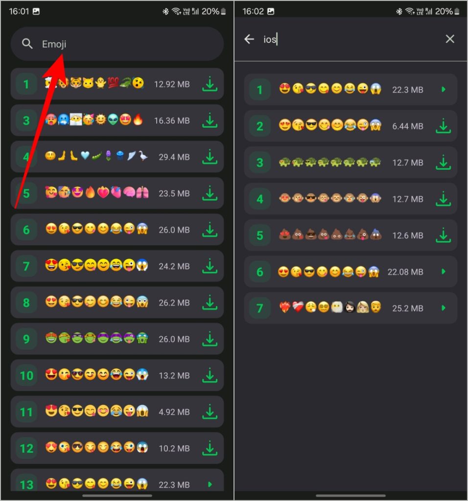Buscando fuentes de emoji iOS en Android