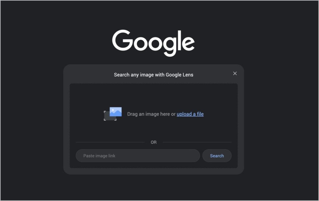 Subir imagen en Google Lens Desktop