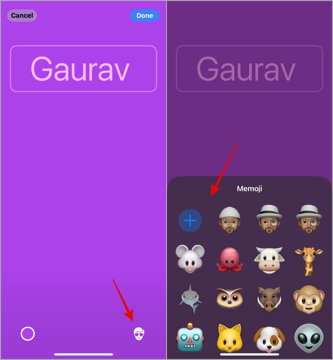 Seleccione un Memoji para el póster de contacto en iOS 17