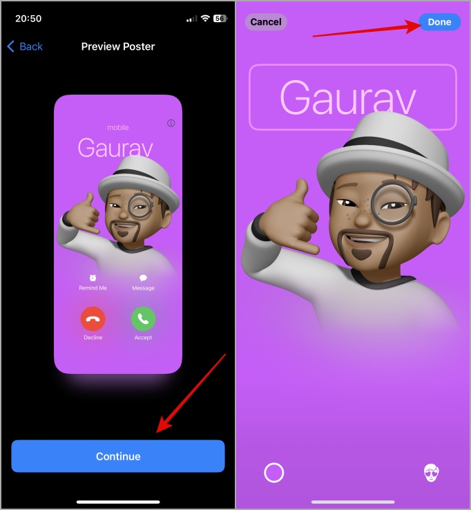 Guardar póster de contacto en iPhone