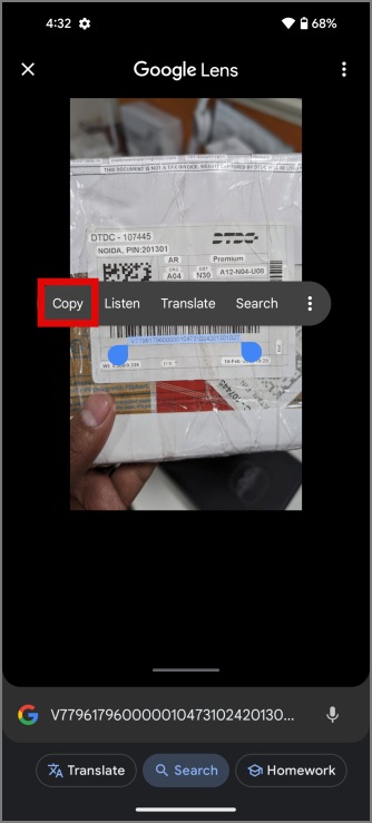 Copiar texto de la imagen en Google Photos
