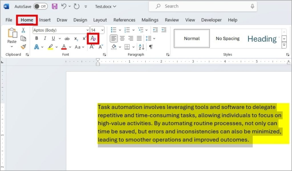 Eliminar el color de fondo del texto copiado en Word