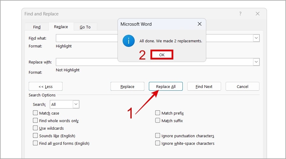 Eliminar el color de fondo de todo el texto en Word a la vez
