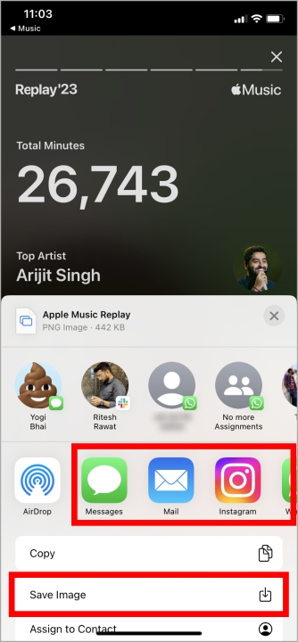 Compartir la repetición de Apple Music