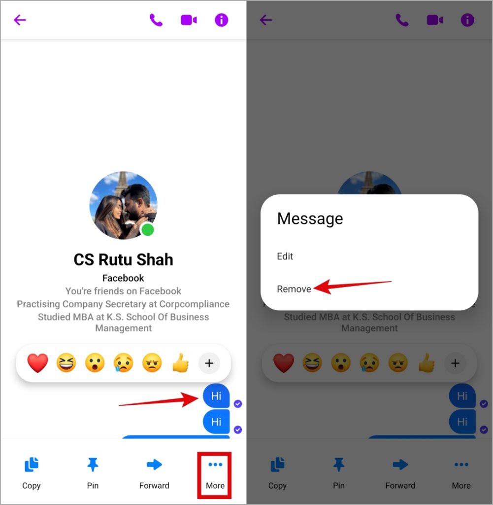 No es decir un mensaje en Facebook Messenger