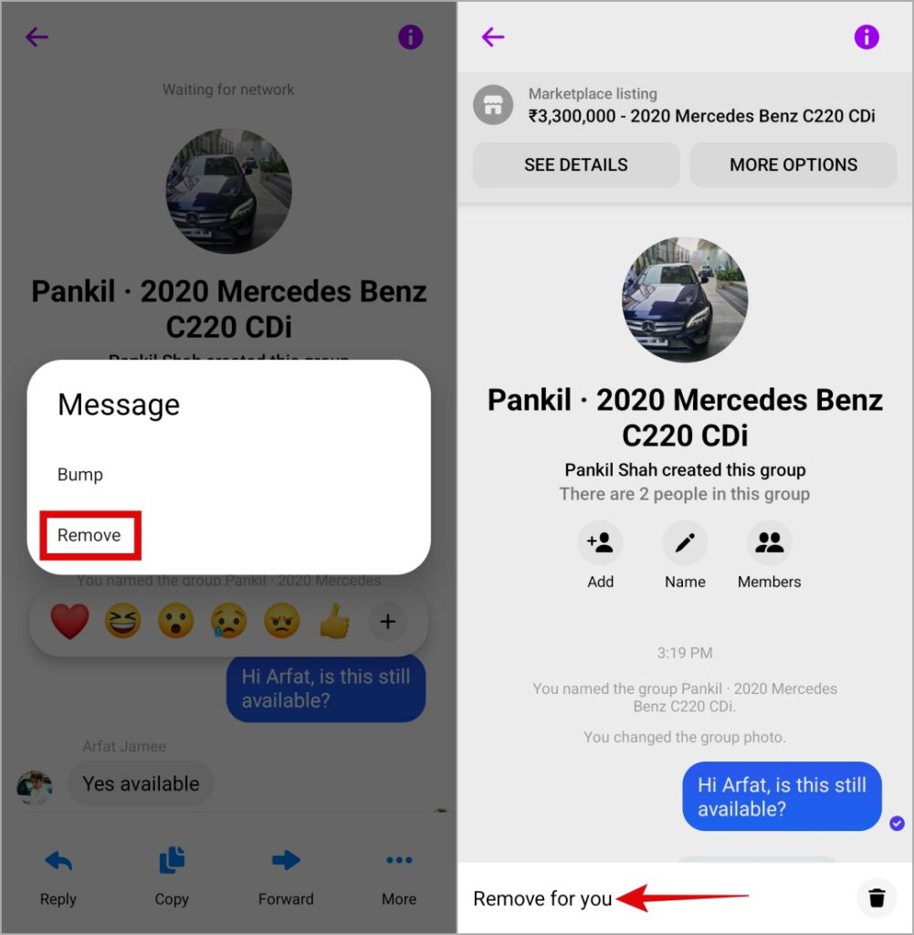 No se puede imponer el mensaje del mercado de Facebook