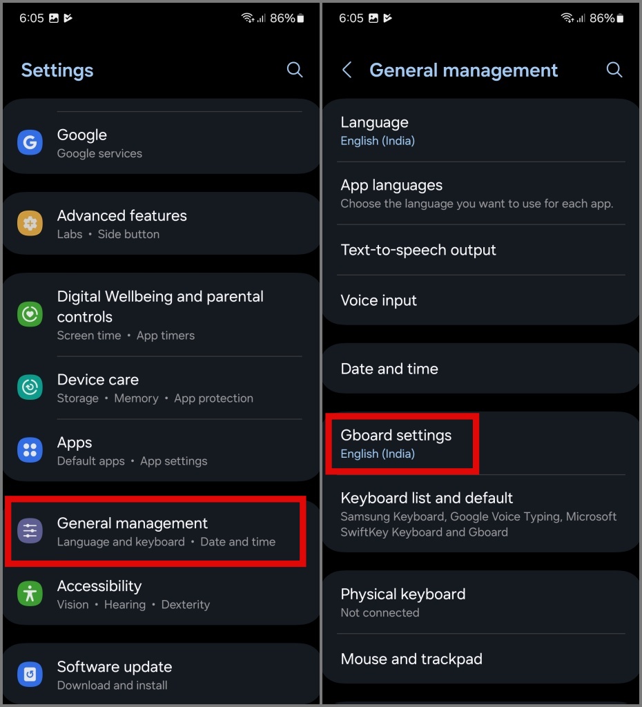Configuración de Gboard