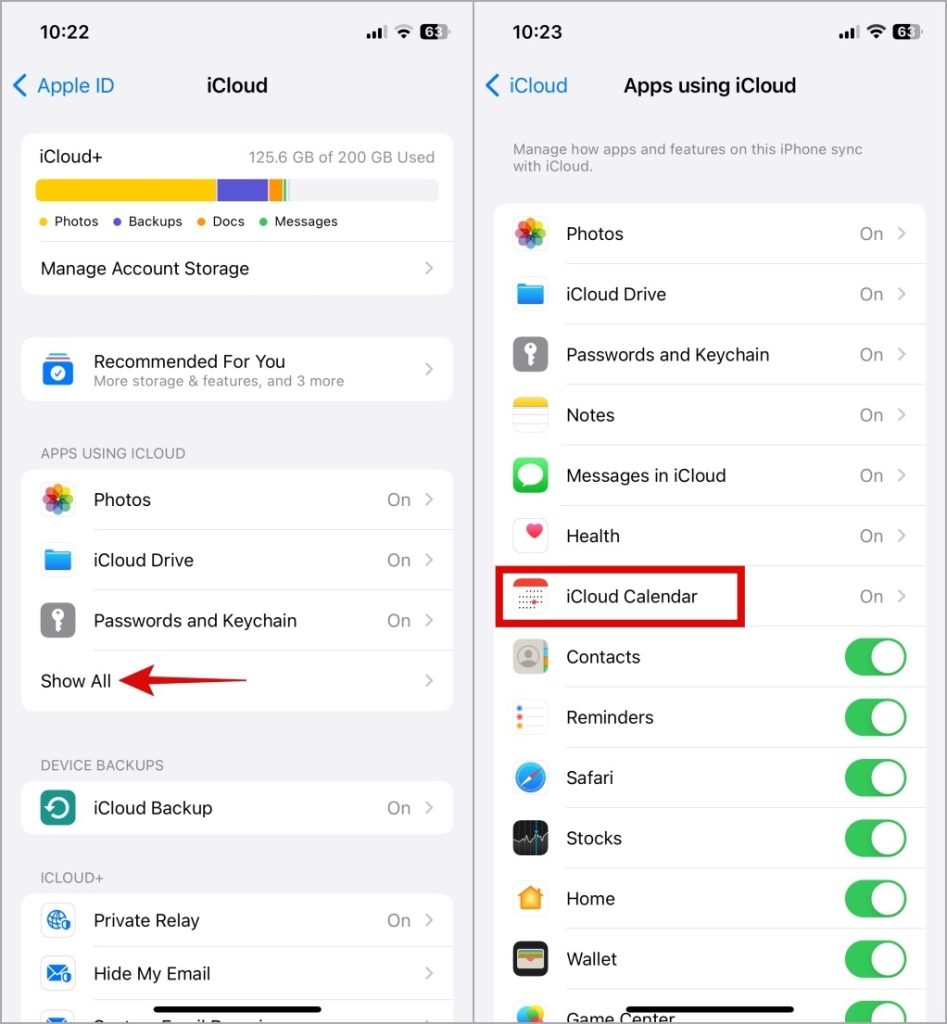 Configuración del calendario de iCloud en iPhone