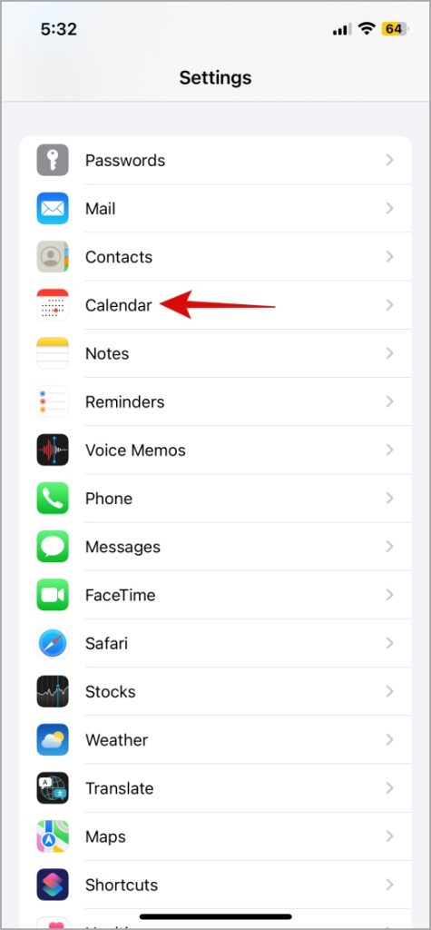 Configuración de la aplicación de calendario en iPhone
