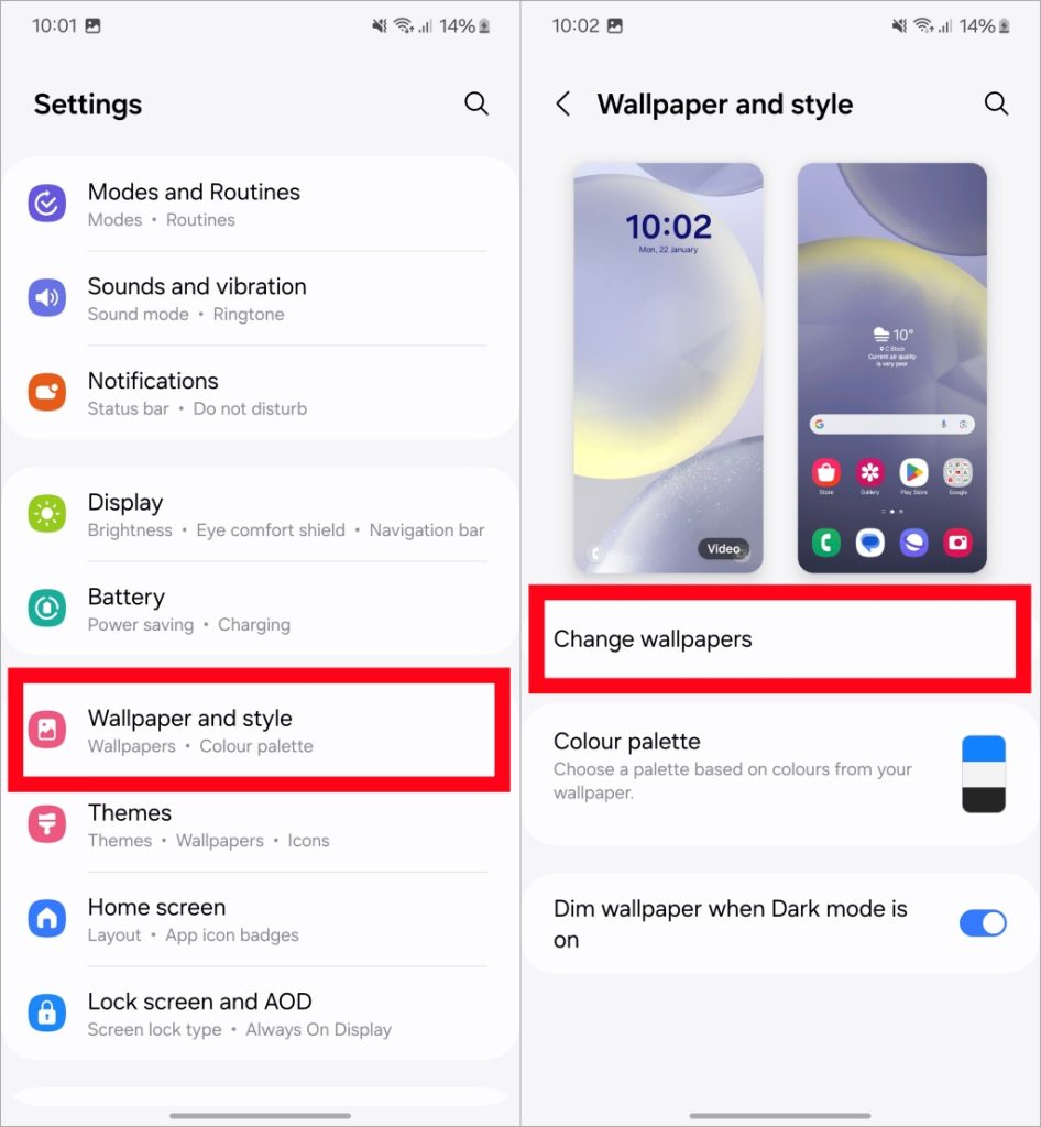 Papelera y estilo en los teléfonos Galaxy