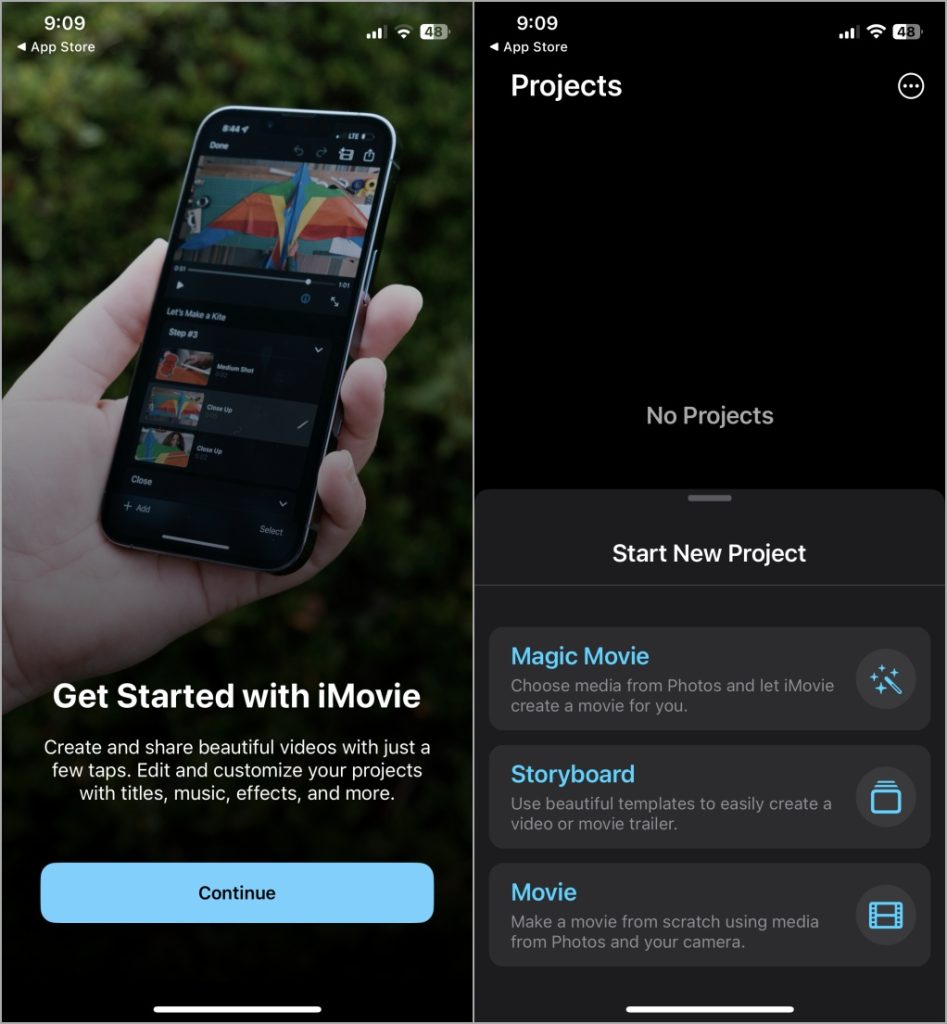 Aplicación de imovie en iPhone