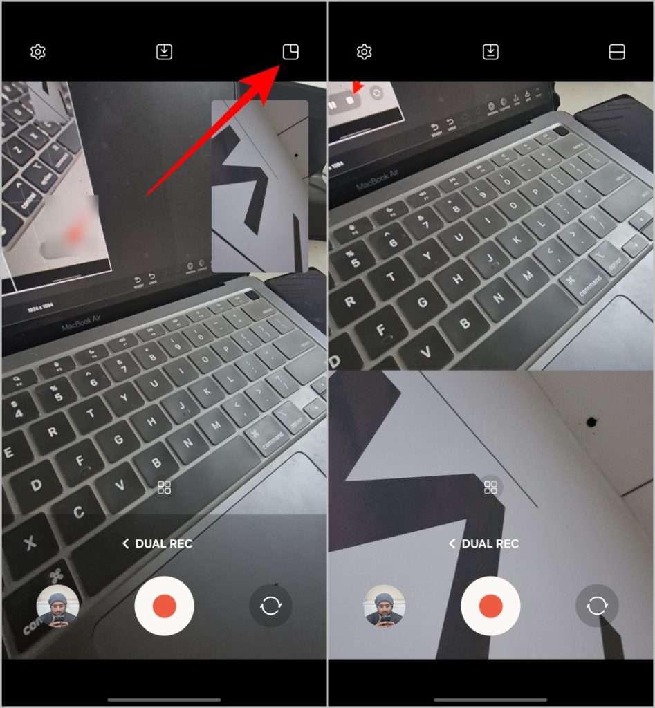 Seleccionar el diseño para Dual Rec en Samsung