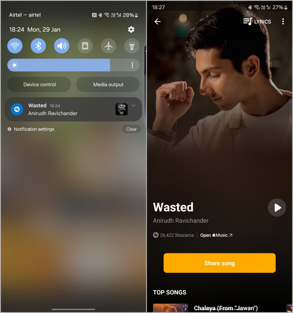 Encuentre el nombre de la canción mientras usa auriculares en Android