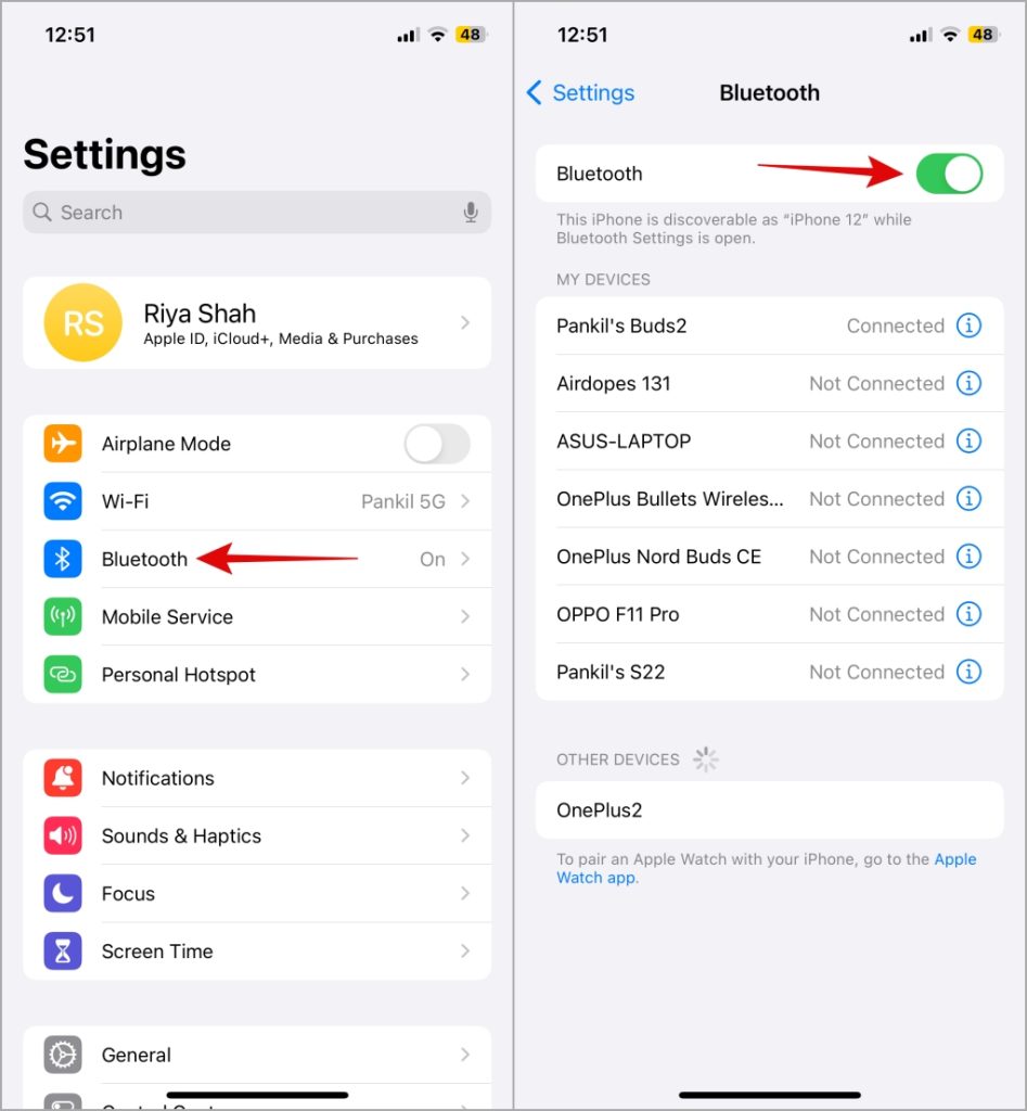 Apague Bluetooth en iPhone