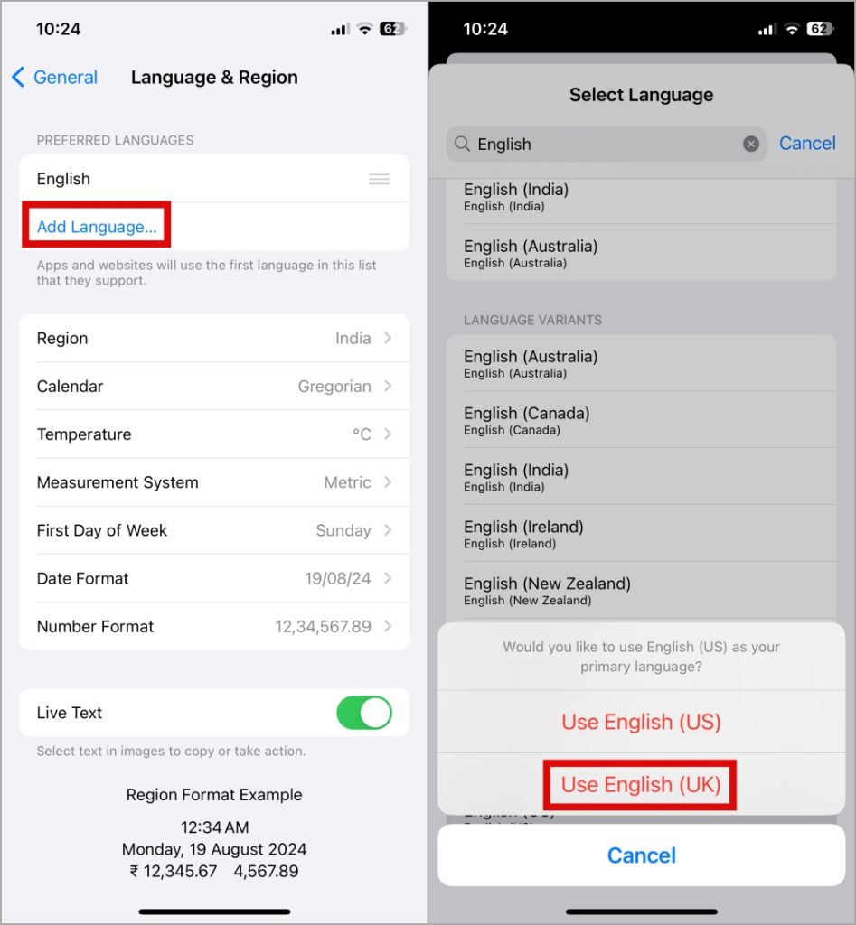Cambiar la configuración del idioma en iPhone