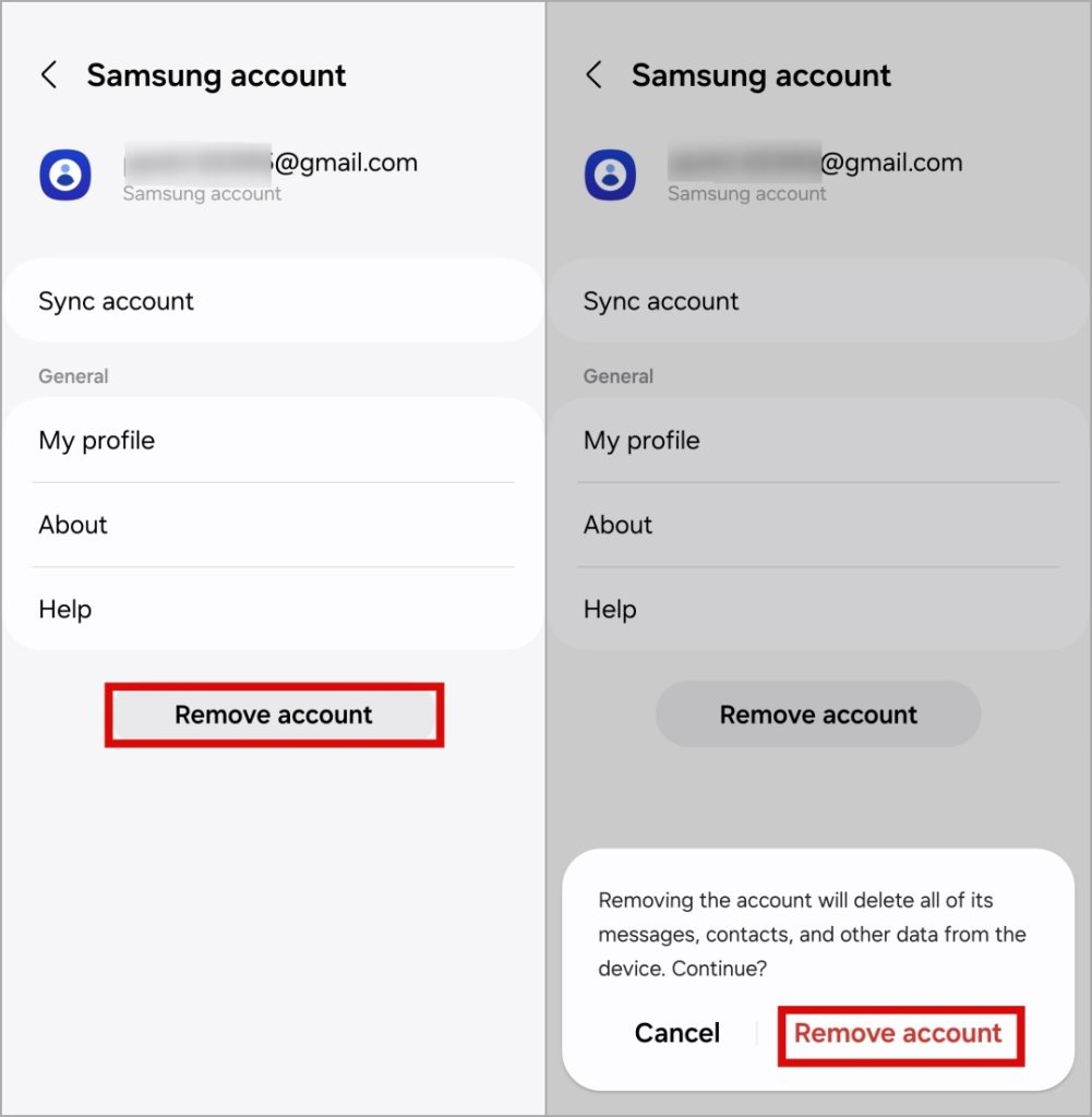Eliminar una cuenta de Samsung del teléfono Galaxy