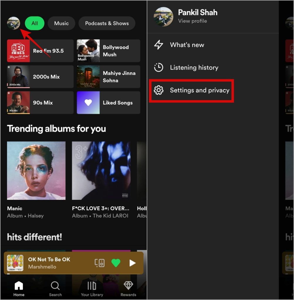 Configuración de la aplicación Spotify en móvil