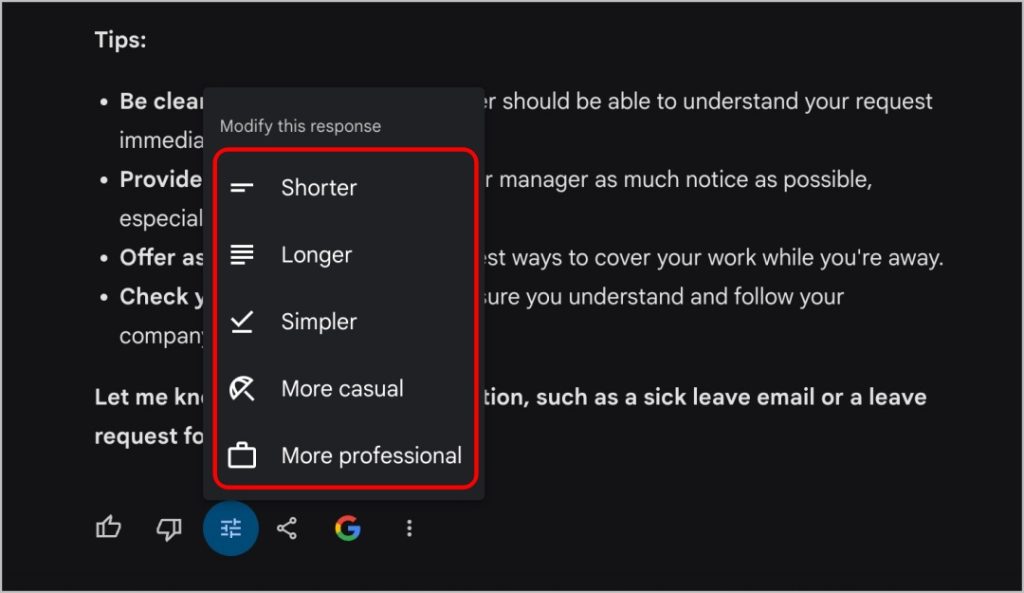 Modificaciones rápidas para modificar toda la respuesta.