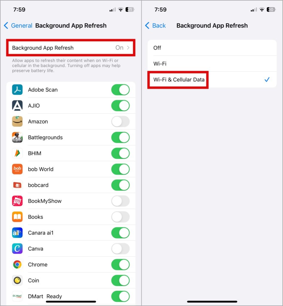 Habilitar la aplicación de la aplicación de fondo en iPhone