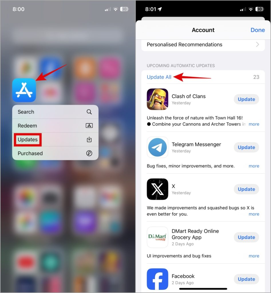 Actualizar todas las aplicaciones en iPhone